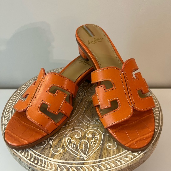 Sam Edelman Illie Block Heel Slide Sandal SUNSET ORANGE - Picture 8 of 11